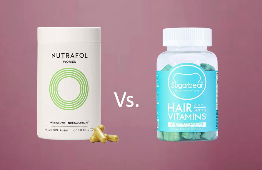 Nutrafol supplements vs. Sugarbear hair gummies MDhair